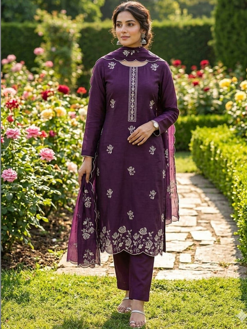 HMP Fashion Embroidered Unstitched Dress Material