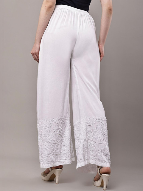 FAWOMENT Women Embroidered Knitted Ethnic Palazzos - Image 4