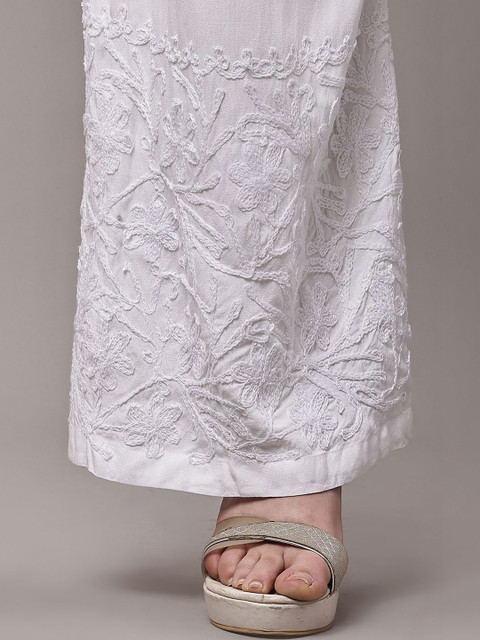 FAWOMENT Women Embroidered Knitted Ethnic Palazzos - Image 5