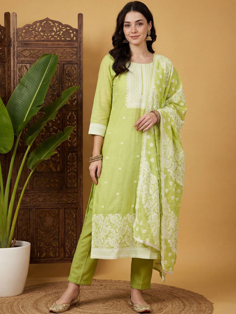 Indo Era Women Ethnic Motifs Regular Kurta with Trousers & With Dupatta - Image 6