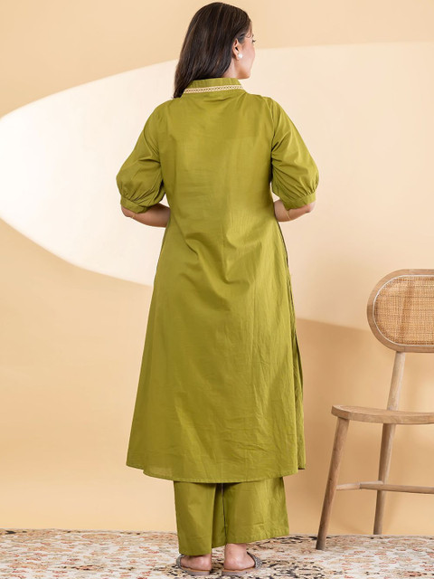 KRIDHAA FASHION BOUTIQUE Women Floral Printed Panelled Pure Cotton Kurta with Trousers - Image 4