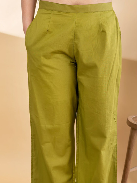 KRIDHAA FASHION BOUTIQUE Women Floral Printed Panelled Pure Cotton Kurta with Trousers - Image 3