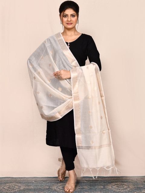 Naveera Woven Design Cotton Silk Dupatta with Zari