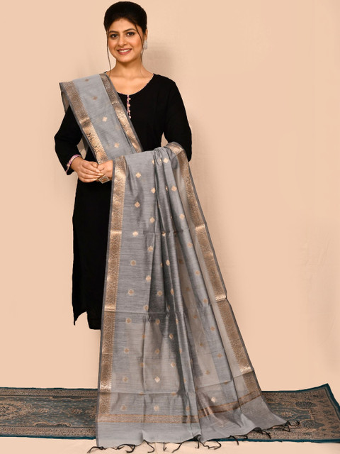 Naveera Woven Design Cotton Silk Dupatta with Zari