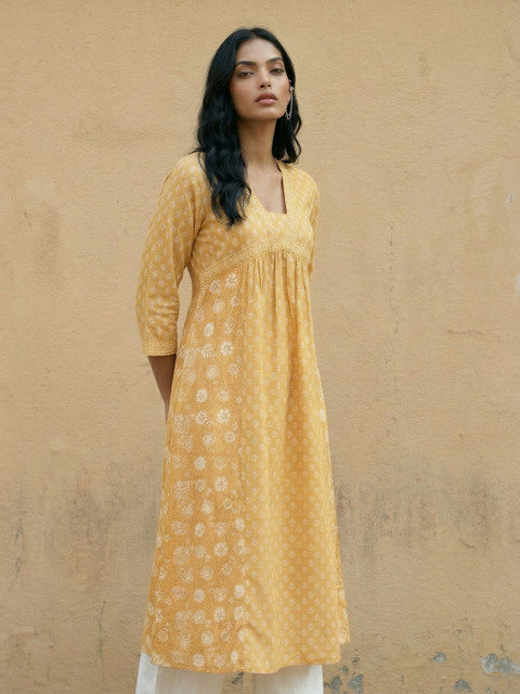fusion by glitchez Floral Printed A-Line Midi Dress