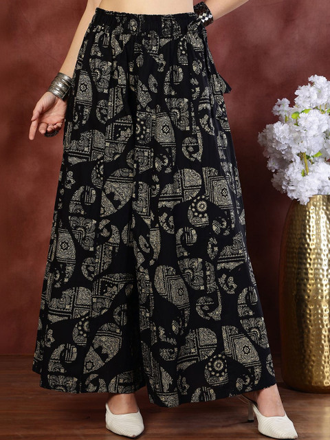 TAG 7 Women Paisley Printed Flared Ethnic Palazzos