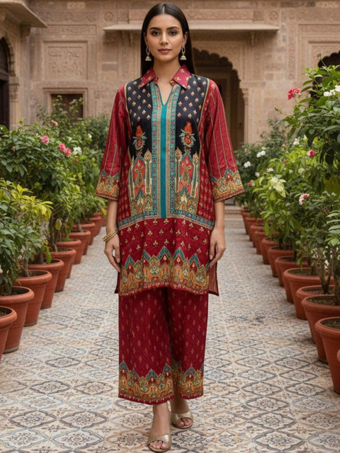 MASSTANI BY INDDUS Printed Top with Palazzos
