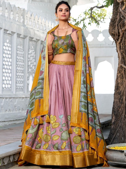 TAJOO Printed Ready to Wear Lehenga & Unstitched Blouse With Dupatta