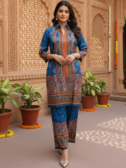 MASSTANI BY INDDUS Printed Top with Palazzos