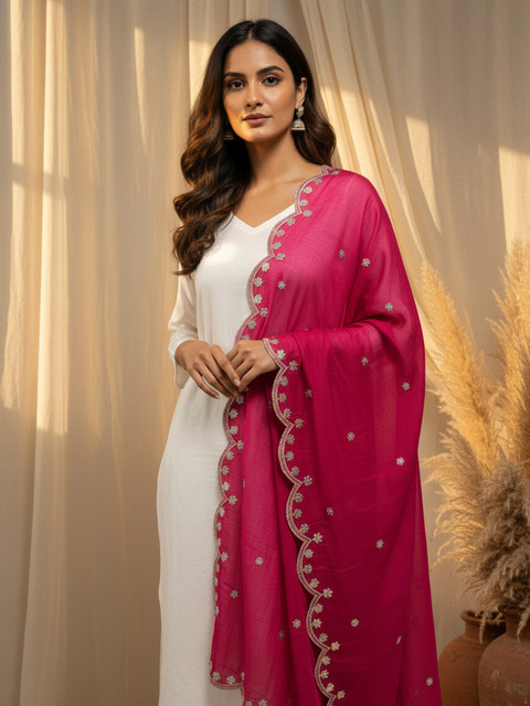 Komurr Embroidered Dupatta with Sequinned - Image 2