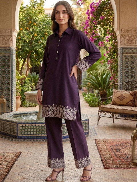 MASSTANI BY INDDUS Embroidered Top with Palazzos