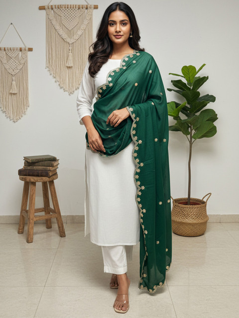 Komurr Embroidered Dupatta with Sequinned