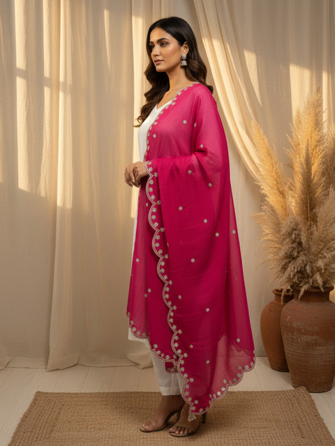 Komurr Embroidered Dupatta with Sequinned - Image 3
