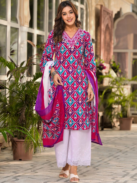 SKYLEE Women Printed Regular Kurta with Palazzos & With Dupatta - Image 6
