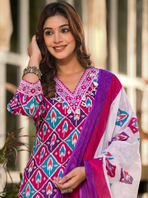 SKYLEE Women Printed Regular Kurta with Palazzos & With Dupatta - Image 2