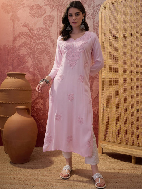 Sangria Embroidered Round Neck Kurta
