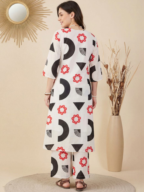Indo Era Women Ethnic Motifs Embroidered Regular Liva Kurta with Trousers - Image 5
