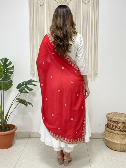 Komurr Embroidered Dupatta with Sequinned - Image 4