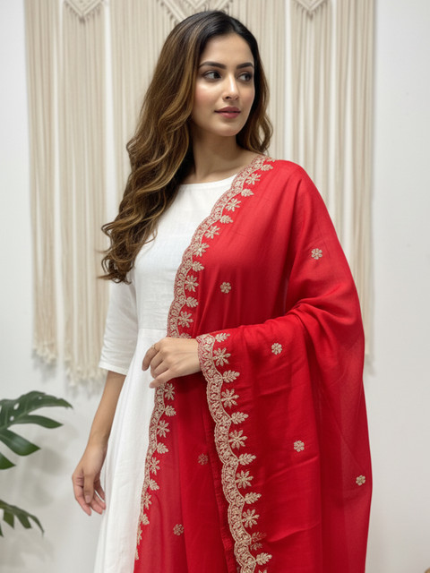 Komurr Embroidered Dupatta with Sequinned - Image 2