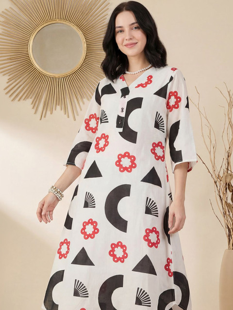 Indo Era Women Ethnic Motifs Embroidered Regular Liva Kurta with Trousers - Image 6