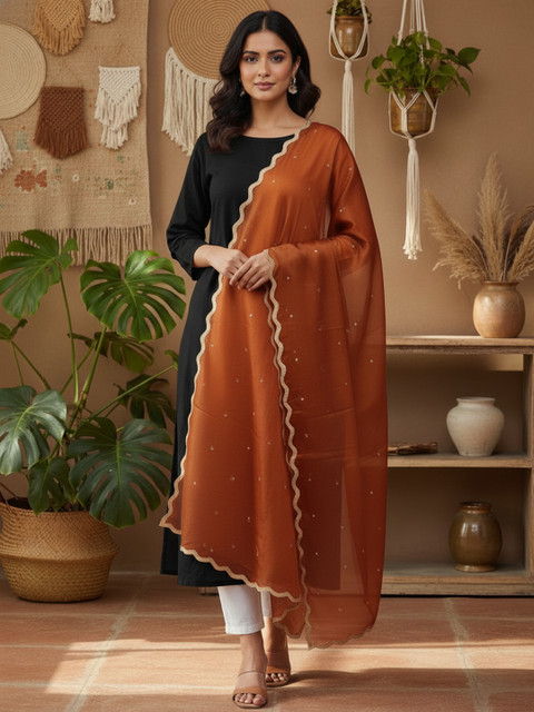 Komurr Embroidered Dupatta with Sequinned