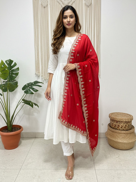 Komurr Embroidered Dupatta with Sequinned