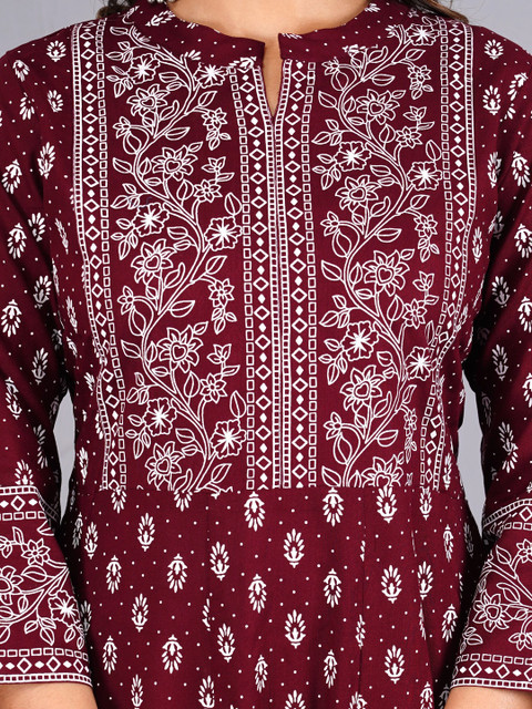 Diwikj Women Ethnic Motifs Printed Thread Work Indie Prints Anarkali Kurta - Image 5