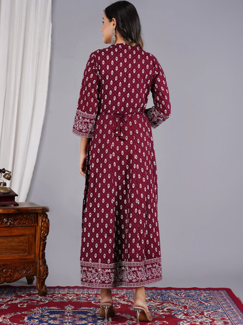 Diwikj Women Ethnic Motifs Printed Thread Work Indie Prints Anarkali Kurta - Image 2