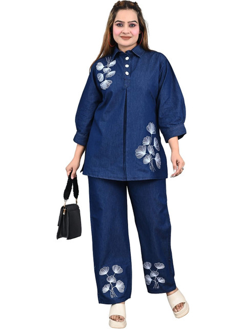 Dickkny Floral Embroidered Shirt with Trousers