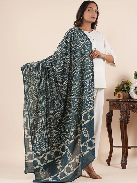 Style Shoes Ethnic Motifs Printed Pure Cotton Batik Dupatta - Image 2