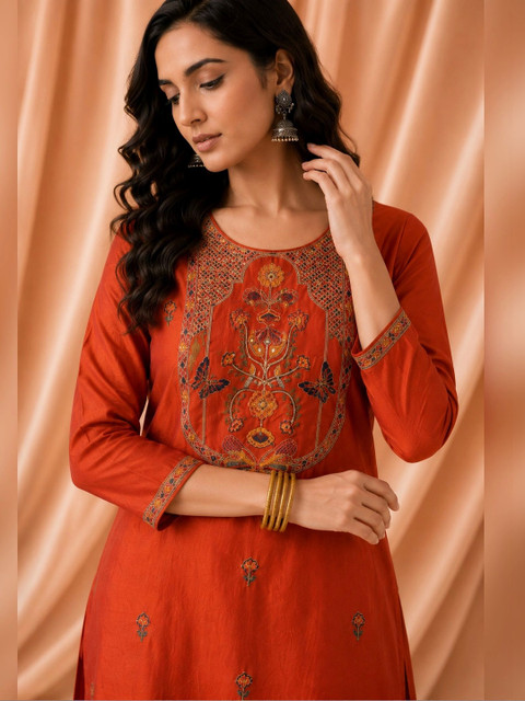 CREATIVE KORNER Women Embroidered Thread Work Kurta - Image 2