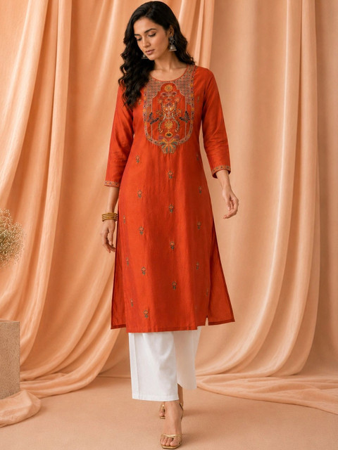CREATIVE KORNER Women Embroidered Thread Work Kurta - Image 6