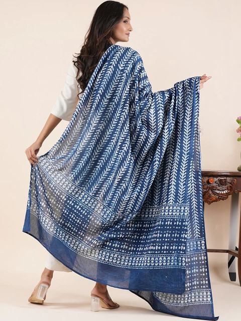 Style Shoes Ethnic Motifs Printed Pure Cotton Block Print Dupatta - Image 3