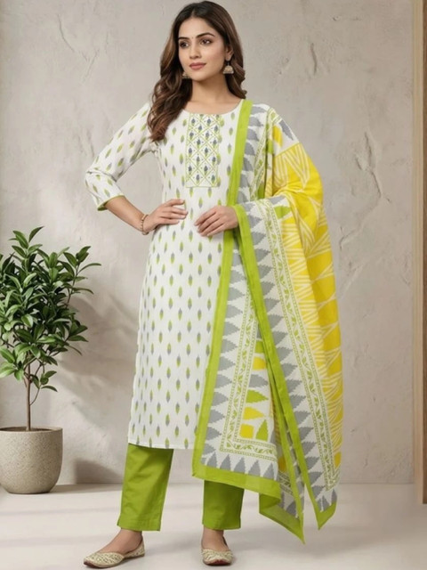 SALWAR STUDIO Embroidered Pure Cotton Unstitched Dress Material