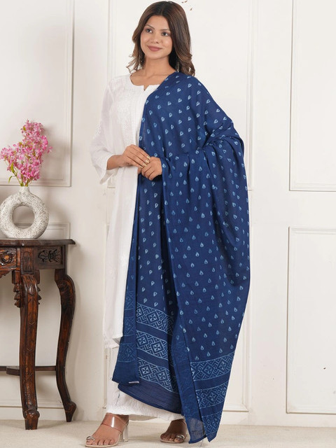 Style Shoes Ethnic Motifs Printed Pure Cotton Block Print Dupatta - Image 3