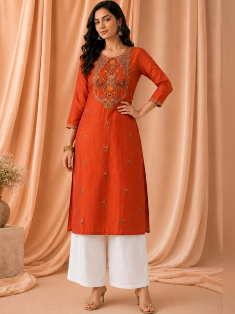 rarethread Women Ethnic Motifs Embroidered Thread Work Kurta - Image 6