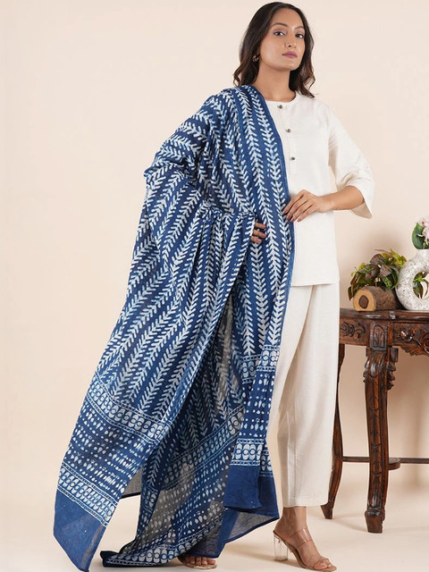 Style Shoes Ethnic Motifs Printed Pure Cotton Block Print Dupatta - Image 2