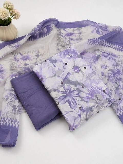 THE ASSTAG Printed Linen Semi-Stitched Dress Material
