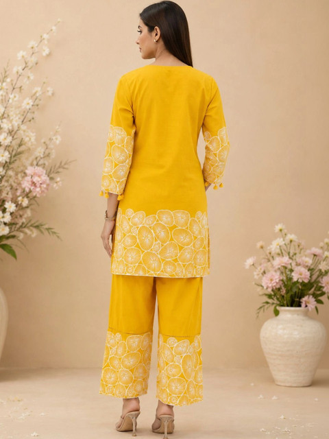 Araaha Cotton Embroidered Tunic with Palazzos - Image 6