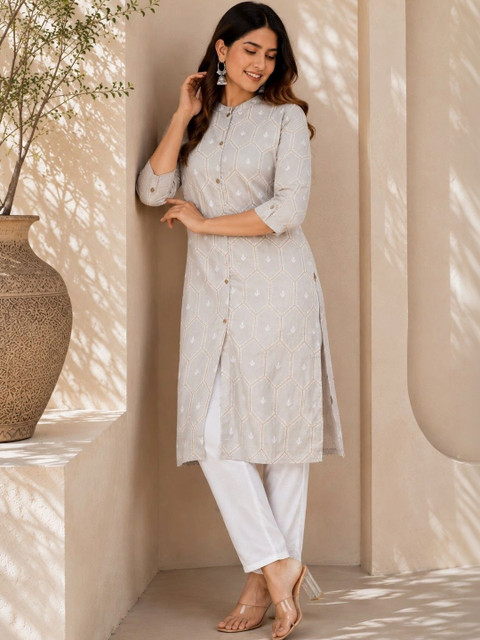 Indiwest Women Geometric Printed Kurta - Image 4