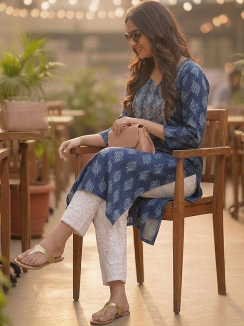 Pjyot by surhi Women Ethnic Motifs Printed Thread Work Indie Prints Kurta - Image 3