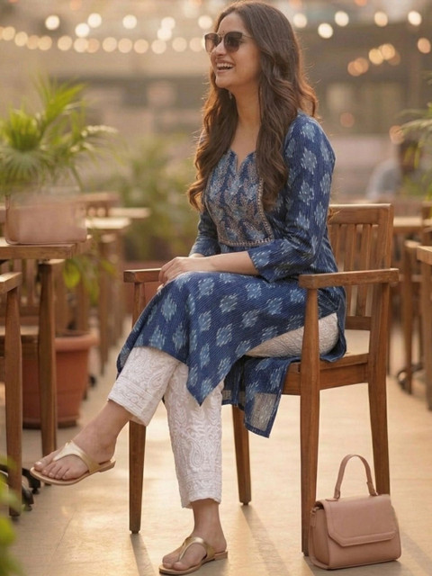 Pjyot by surhi Women Ethnic Motifs Printed Thread Work Indie Prints Kurta - Image 6