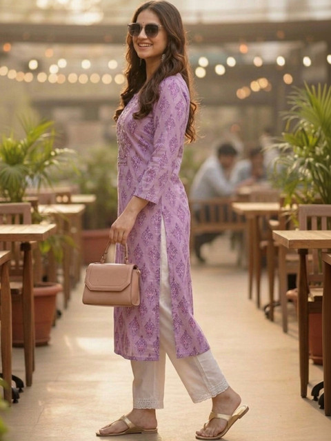 Pjyot by surhi Women Ethnic Motifs Printed Sequinned Kurta - Image 5