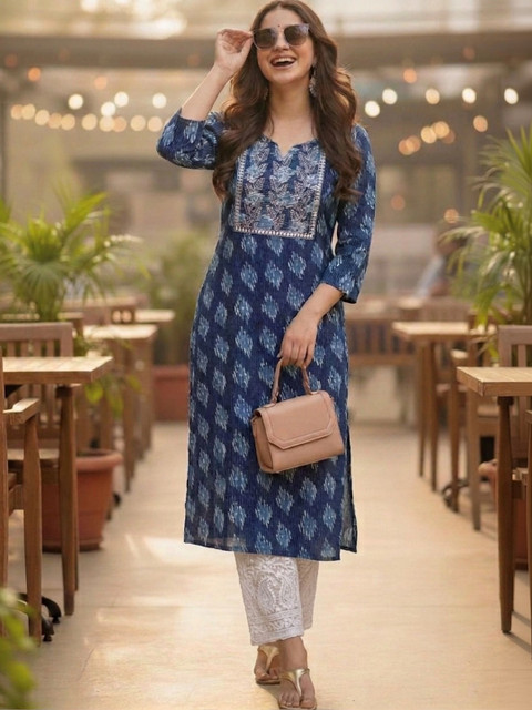 Pjyot by surhi Women Ethnic Motifs Printed Thread Work Indie Prints Kurta