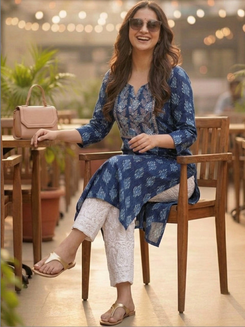 Pjyot by surhi Women Ethnic Motifs Printed Thread Work Indie Prints Kurta - Image 5
