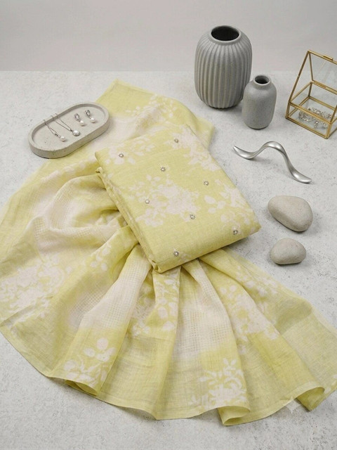 THE ASSTAG Printed Linen Semi-Stitched Dress Material