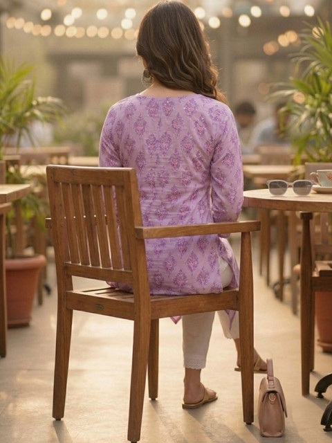 Pjyot by surhi Women Ethnic Motifs Printed Sequinned Kurta - Image 4