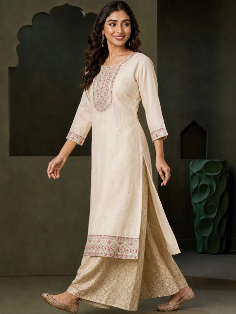 rarethread Women Embroidered Thread Work Kurta - Image 3