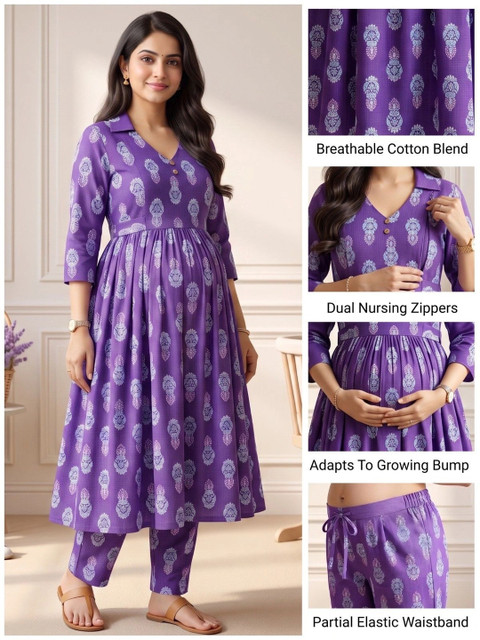 DUMMY SHAPE Women Ethnic Motifs Printed Empire Kurta with Trousers - Image 3