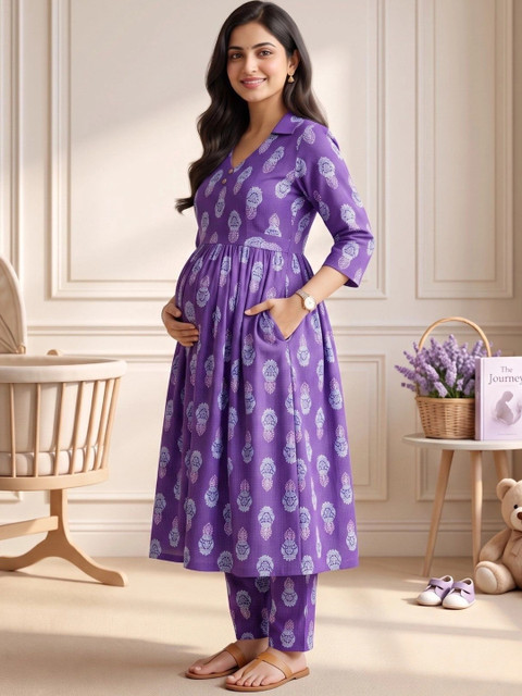 DUMMY SHAPE Women Ethnic Motifs Printed Empire Kurta with Trousers - Image 6
